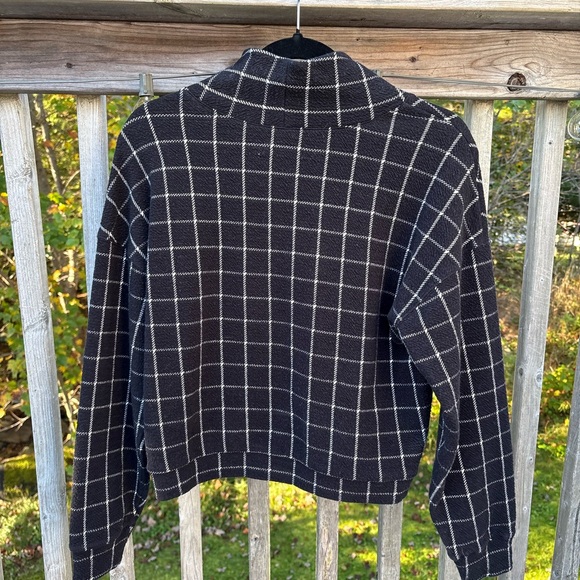 Madewell Black and White Plaid Mock Neck Sweater - Picture 5 of 5